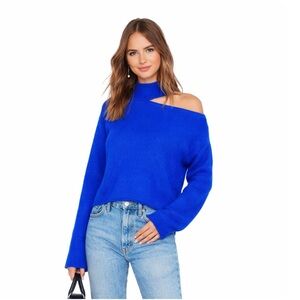 RtA Langley Sweater Blue Lagoon Blue Cutout Mock Neck $328. Excellent Size S